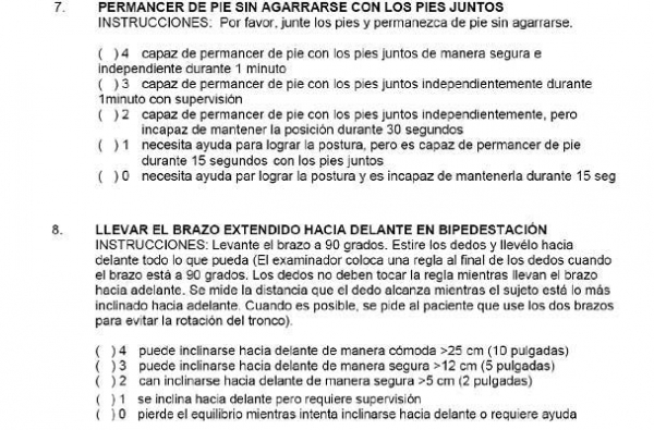 Análisis comparativo de los tests de Tinetti, Timed Up and Go, apoyo monopodal y Berg en relación a las caídas en el mayor