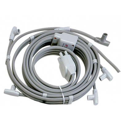 Conector de 4 tubos y 8 terminaciones para terapia simultánea (2 perneras o 2 fundas para brazo) para presoterapia i-Press Conector de 4 tubos y 8 terminaciones para terapia simultánea (2 perneras o 2 fundas para brazo) para presoterapia i-Press